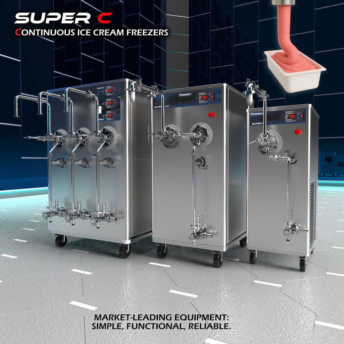 Super C3 - Maquina Productora Continua Triple Para Helados de 3 Sabores