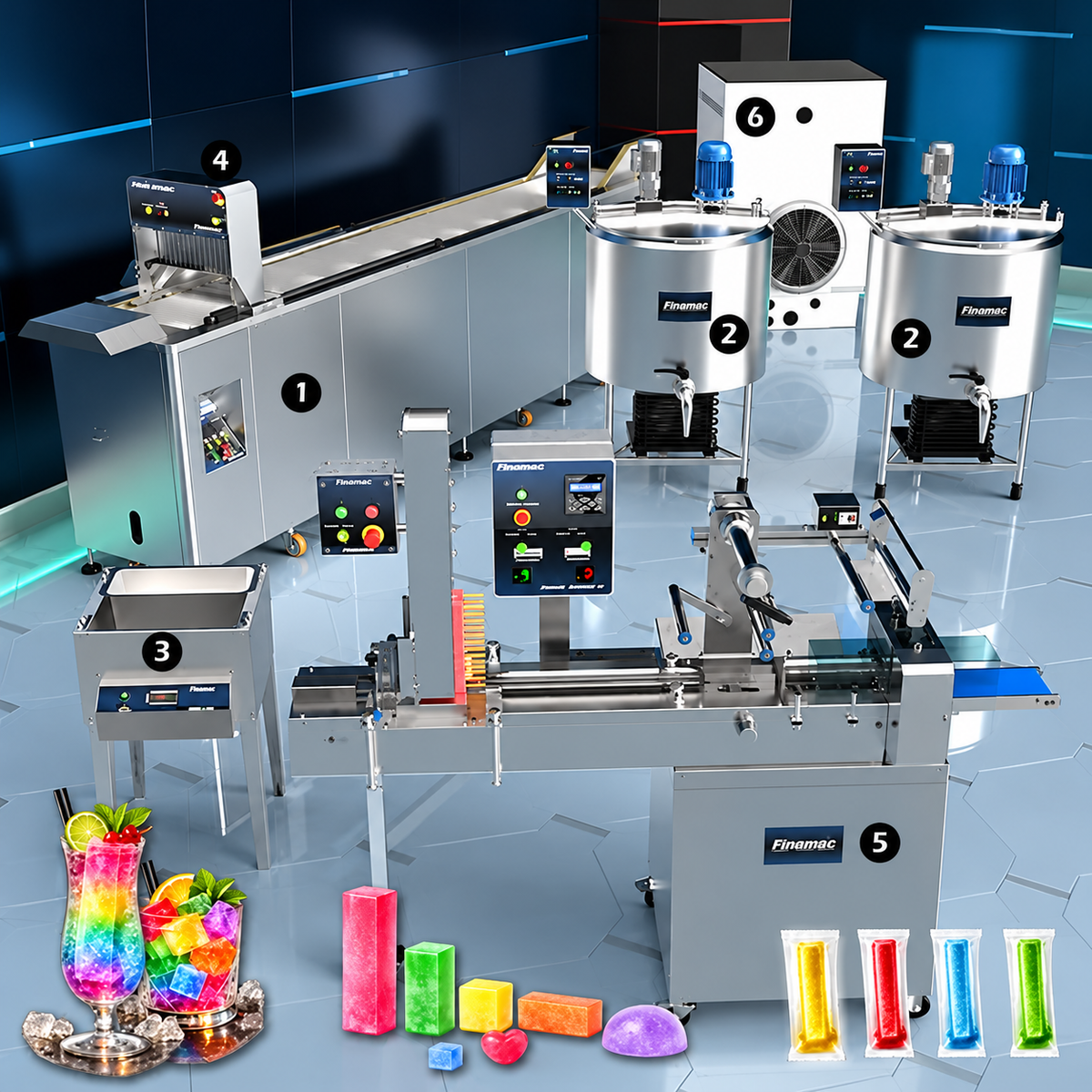 Industrial Flavored Ice Production Line - Intermediate Version