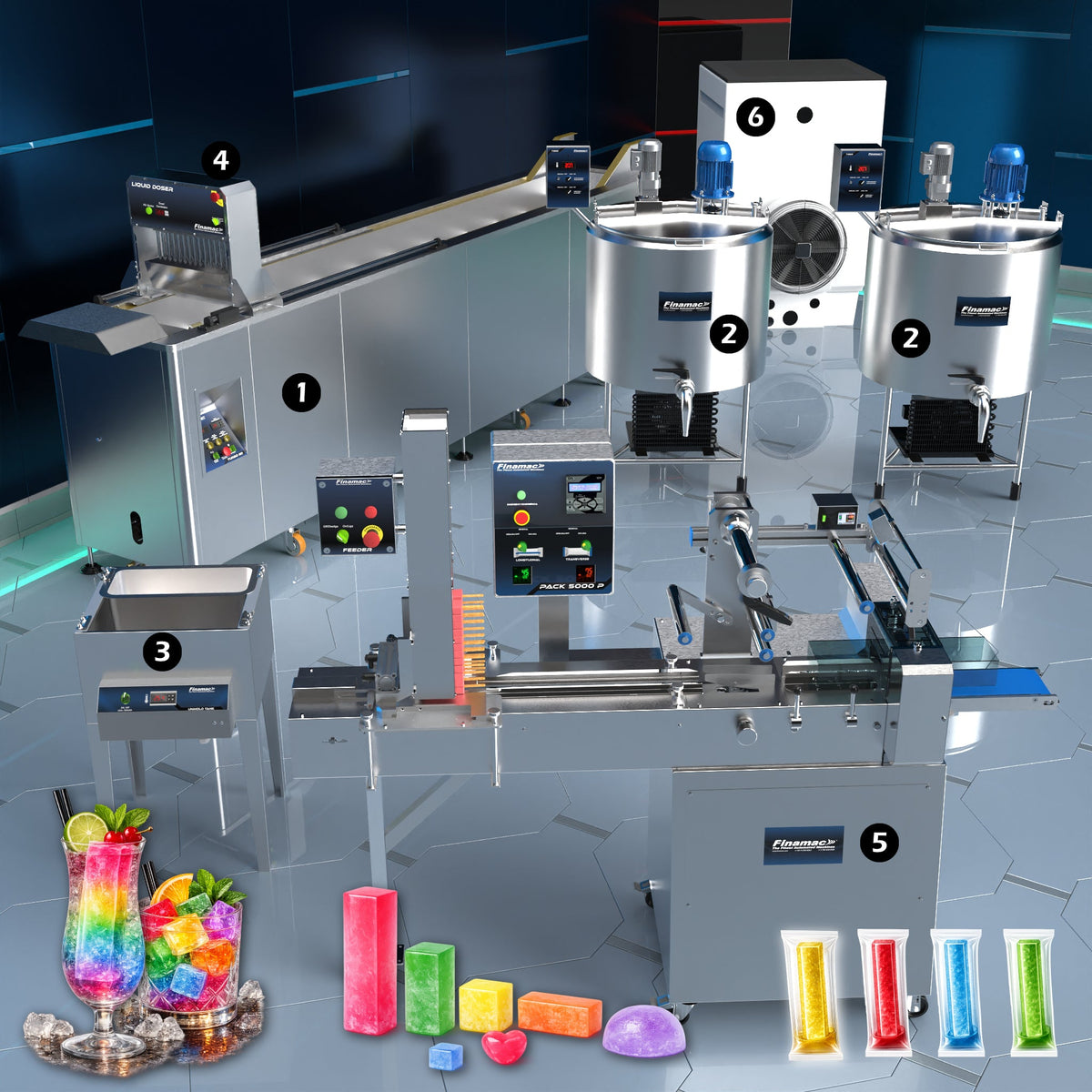 Industrial Flavored Ice Production Line - Intermediate Version - Finamac LLC