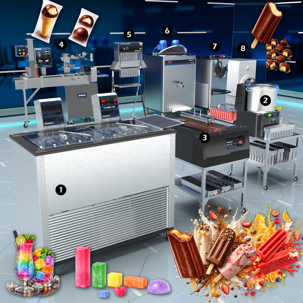 Semi Industrial Ice Pop and Flavored Ice Production - Full Version - Finamac LLC
