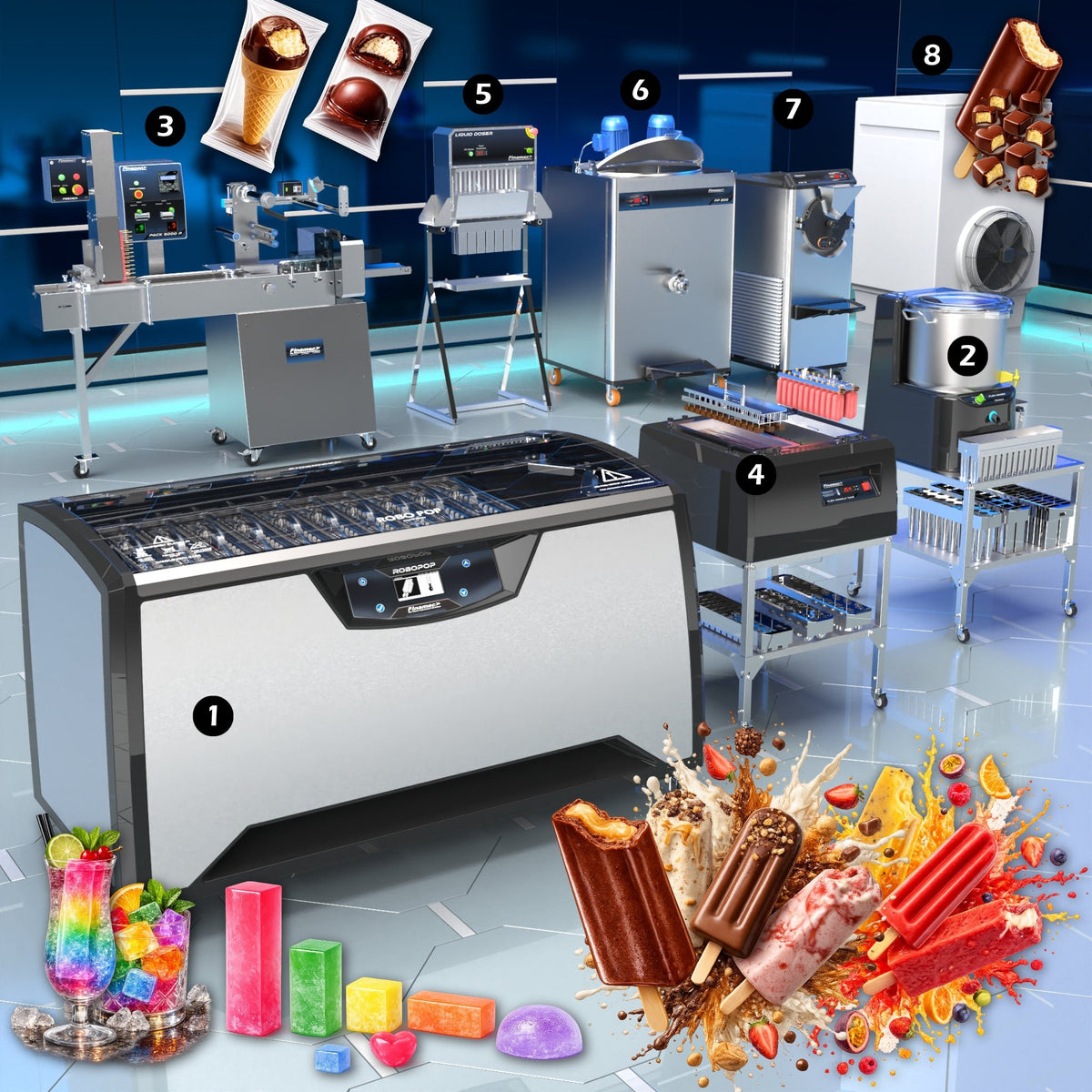 Semi Industrial Ice Pop and Flavored Ice Production - Full Version PLUS - Finamac LLC