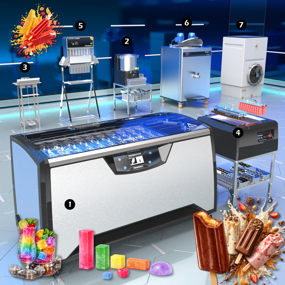 Semi Industrial Ice Pop and Flavored Ice Production - Intermediate Version PLUS - Finamac LLC