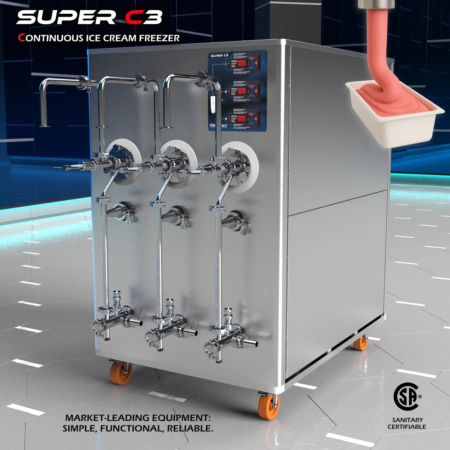 Super C3 - Maquina Productora Continua Triple Para Helados de 3 Sabores